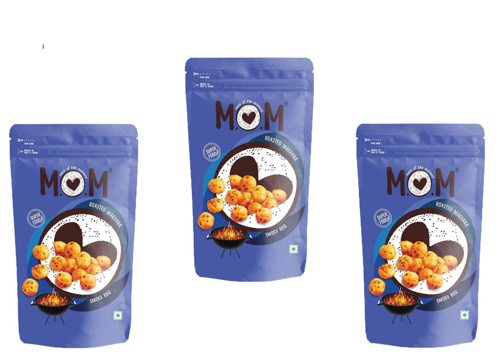 MOM - MEAL OF THE MOMENT ROASTED SMOKY BBQ MAKHANA 60 GM [ PACK OF 3 ]