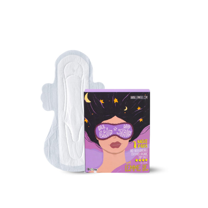 LEMME BE SANITARY NIGHT PADS (BOX OF 7) 100% COTTON CERTIFIED BIODEGRADABLE