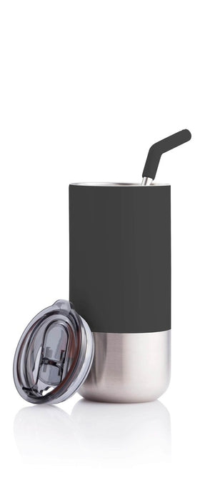 BORCULO - CHANGE Collection Insulated Tumbler with Reusable Straw - Black