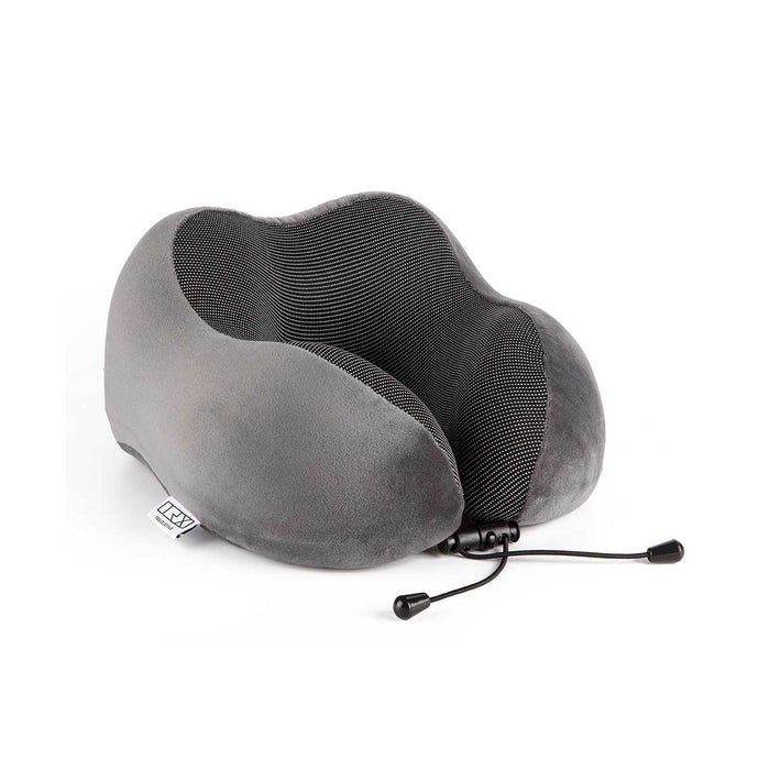 TRX Neck Pillow | Ergonomic Shape with Memory foam | Softest Neck Pillow | Get Pouch Free | Grey/Black